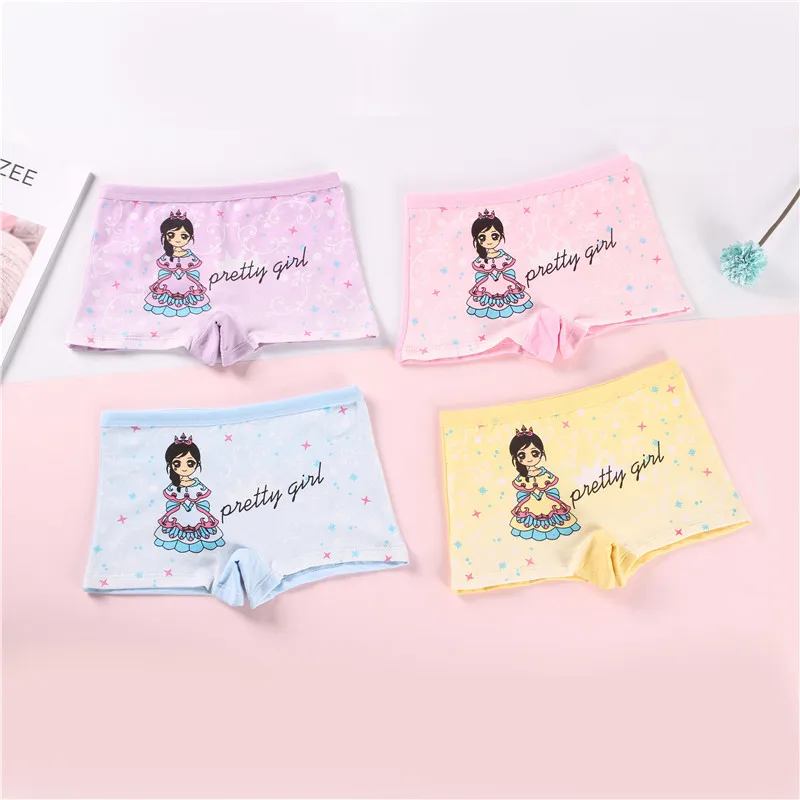 

4 Pieces Cotton soft Panties For Girls breathable Underwear New Cartoon printed kids clothing Briefs Boxer Underpants
