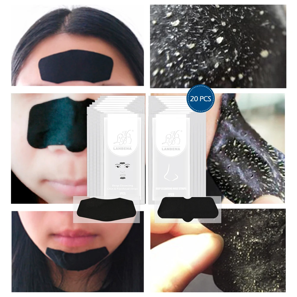 20pcs Blackhead Remover Nose Chin Forehead black Mask Acne Treatment