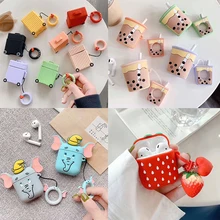 Для AirPods Air Pods 2 Чехол, милый мультяшный чехол для наушников s для Apple Airpods, забавные аксессуары, защитный чехол с кольцом на палец