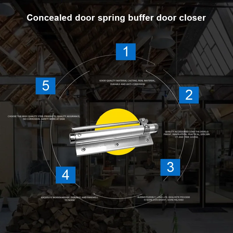 

Pneumatic Type Spring Automatic Door Closer Mute Door Mounted Stops Adjustable QJS Shop