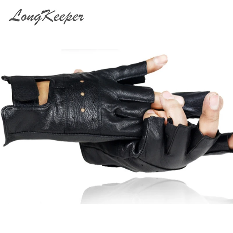 Брендовые весенние женские кожаные перчатки longkeader, перчатки из козьей кожи без подкладки для вождения, перчатки без пальцев для тренажерного зала и фитнеса