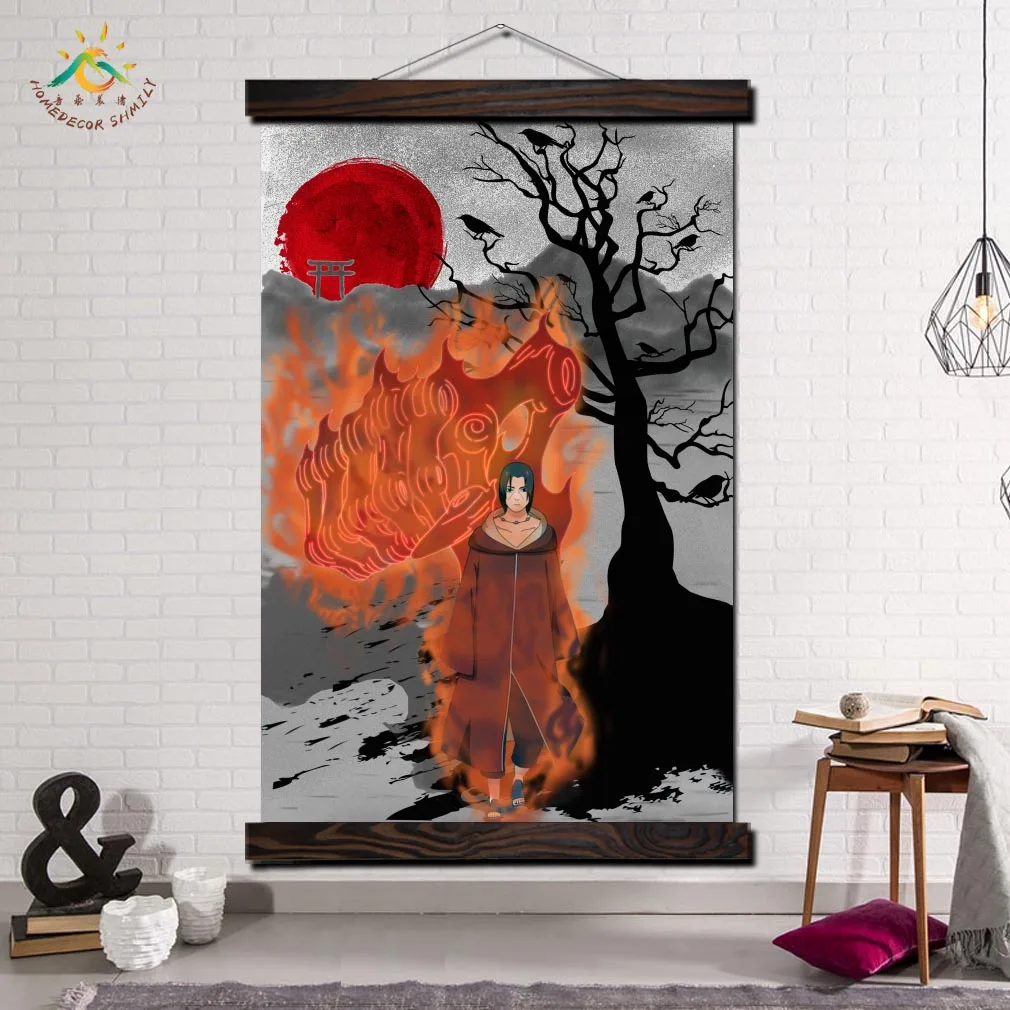 Лучший! Огонь Итачи Учиха Аниме Япония Wall Art Отпечатки На Холсте Живопись Рамка Свиток Живопись Висит