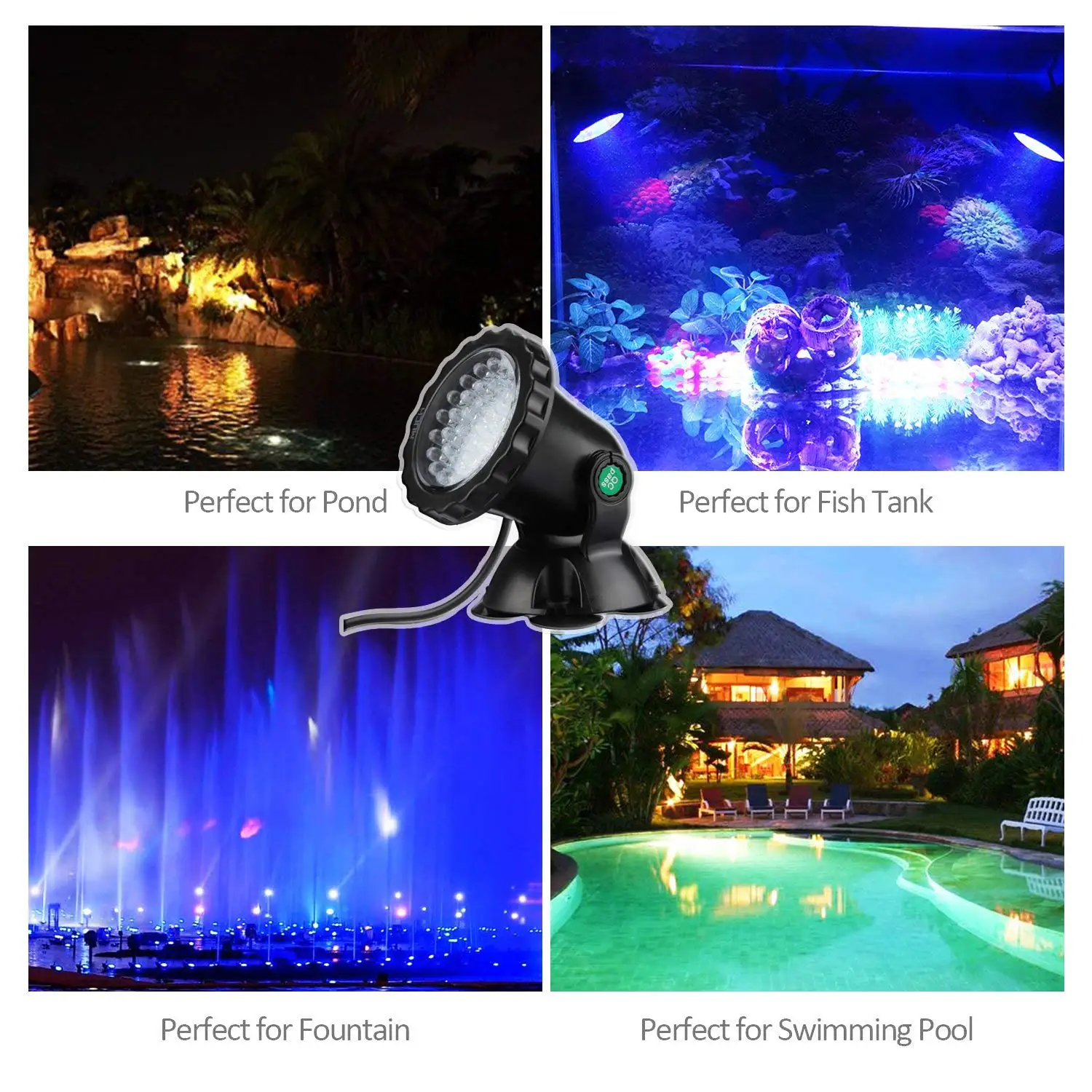 Fish Tank Lights Submersible Fountain Pond Lights Aquarium Swimming Pool Spot