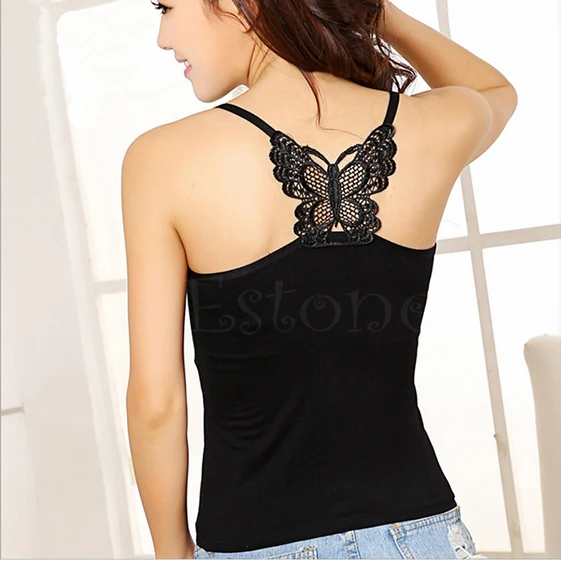 New Sexy Camisole for Women Lace Strap Sleeveless Shirt Vest Blouse Tank Crop Top Female Hollow Large Bow Vest Harness