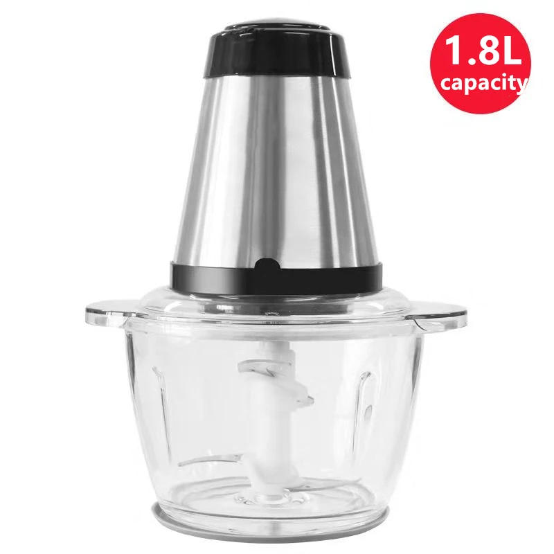 Grinder Meat 2 Speed Large Capacity Big Power Chopper Glass Bowl Mixer Food Kitchen Processing Tool 220V Drop Shipping 1.8L