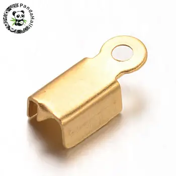 

304 Stainless Steel Folding Crimp Ends, Golden, 10x4x3mm, Hole: 1mm