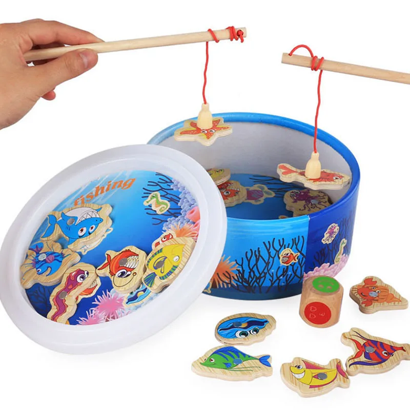 20Pcs Children Baby Early Educational Toy Fish Wooden Fishing