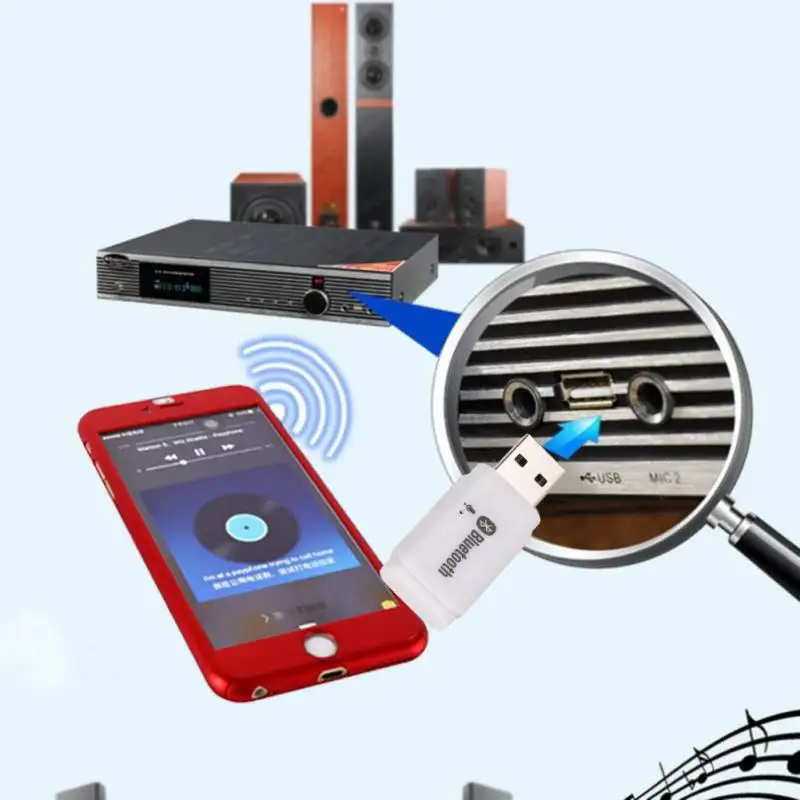 Мини USB беспроводной адаптер Bluetooth 5 0 стерео аудио приемник с микрофоном для ПК