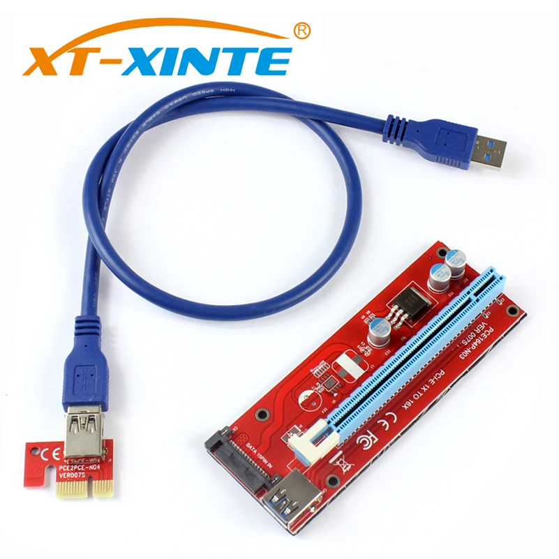 PCIE 1X to 16X Graphics Extension Cord SATA Power Supply Adapter Card for ETH Bitcoin Mining Device