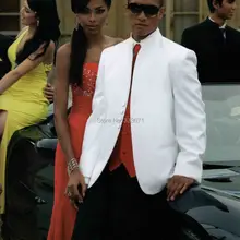 Последние конструкции пальто брюки белый стоячий лацкан Костюм для дружки индивидуальный свадебный костюм для мужской смокинг 2 шт. Terno