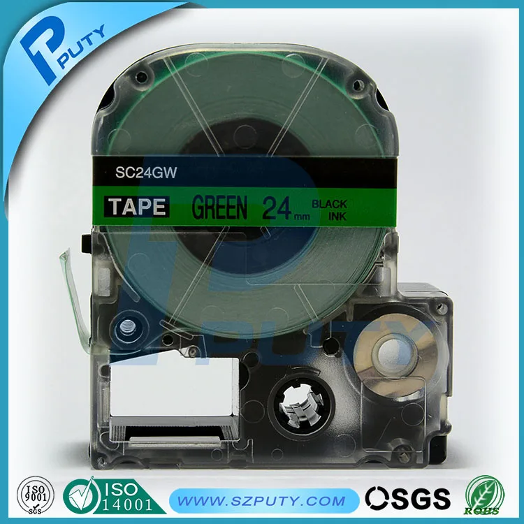 10 packs 24mm Black on Green SC24GW compatible label tapes for kingjim