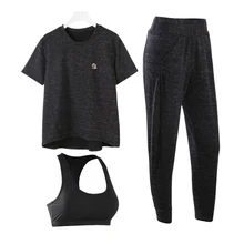 Women Yoga Sets High Elastics Loose T-shirts Sports Bras Yoga Pants Running Fitness Breathable Gym Clothing Sport Suit