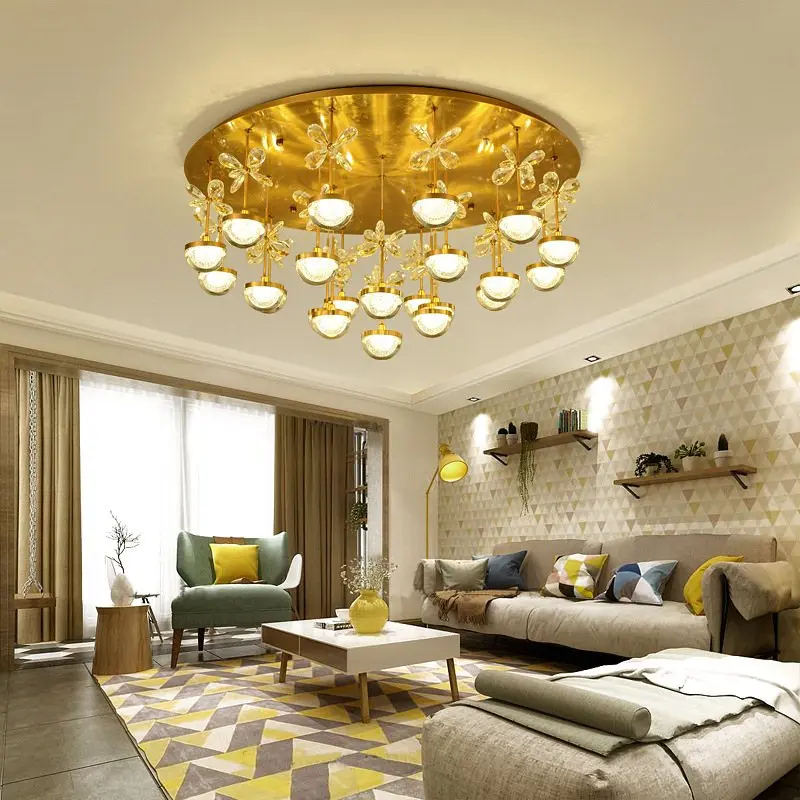

LED Postmodern Iron Crystal Acryl Round Gold LED Lamp.LED Light.Ceiling Lights.LED Ceiling Light.Ceiling Lamp For Foyer Bedroom