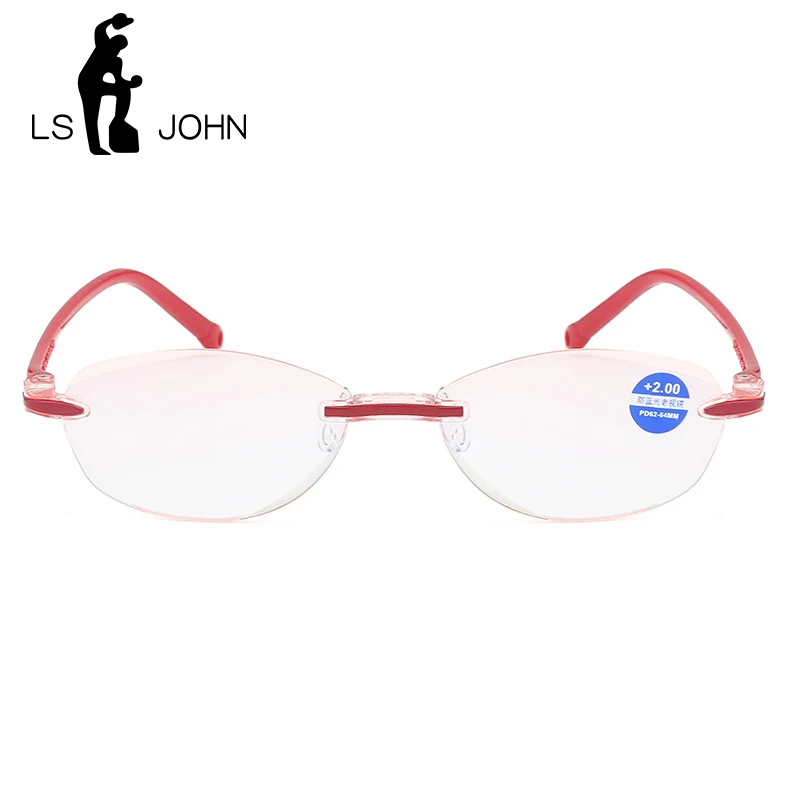 LS JOHN, очки для чтения без оправы с защитой от синего излучения, для женщин и мужчин, TR90, ультралегкие аметаболические Компьютерные очки для пресбиопии, очки для чтения