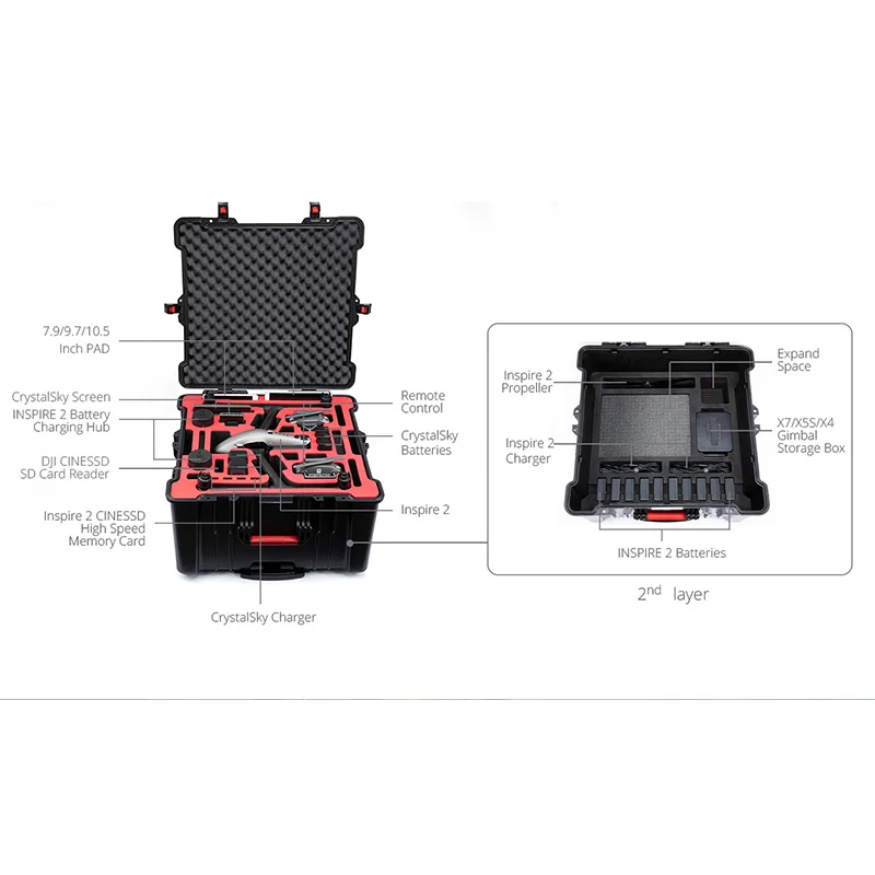 Чехол для костюма EVA безопасный Чехол для переноски PGYTECH портативный дорожный Чехол для DJI Inspire 2 Чехол для дрона водонепроницаемый ящик сумка для хранения аксессуары