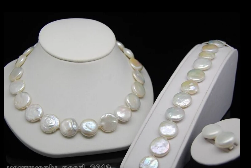 

Wholesale 100% Natural jewelry 9-10MM REAL SOUTH SEA WHITE PEARL NECKLACE BRACELET EARRING SET