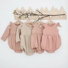 Осенняя одежда для маленьких девочек; хлопковый комбинезон с длинными рукавами для новорожденных; зимний льняной комбинезон; реквизит для фотосессии; Одежда для младенцев