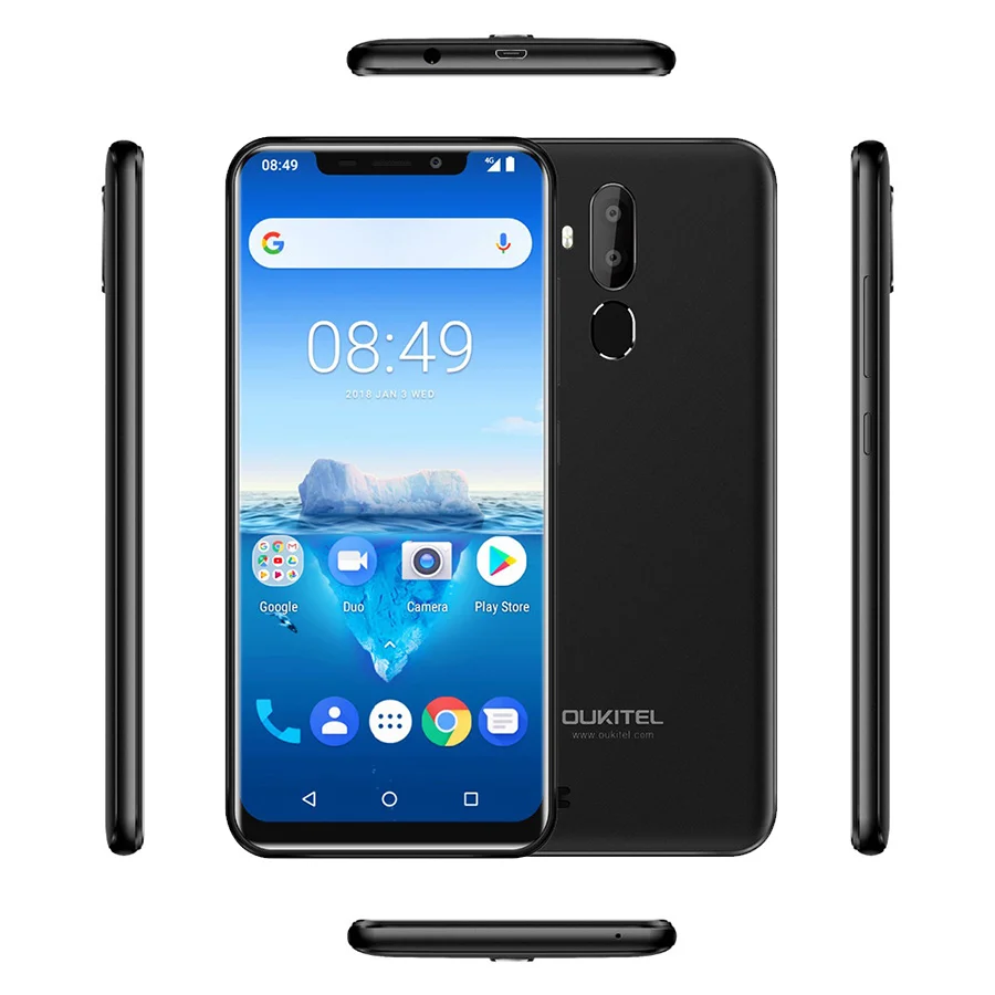 OUKITEL C12 Pro 4G 6,1" 19:9 Android 8,1 Face ID 3300 мАч MT6739 четырехъядерный 2 Гб ОЗУ 16 Гб ПЗУ 8МП+ 5Мп отпечаток пальца мобильный телефон