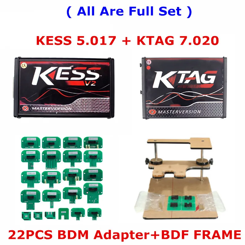 Онлайн V2.47 EU Red Kess V2 V5.017 OBD2+ K-TAG KTAG V7.020 2,25+ Fgtech 0475+ светодиодный BDM Рамка+ 22 шт. адаптер для настройки ЭКЮ программист - Цвет: kess ktag frame 22