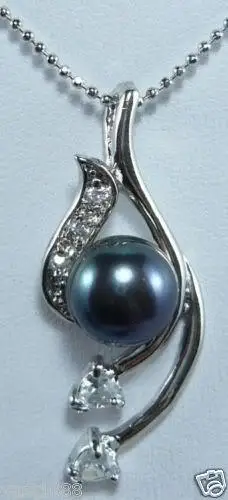 Быстрая ДОСТАВКА Красивая! черный Akoya Перл Кулон Ожерелье (A0326)|necklace a|pearl pendant