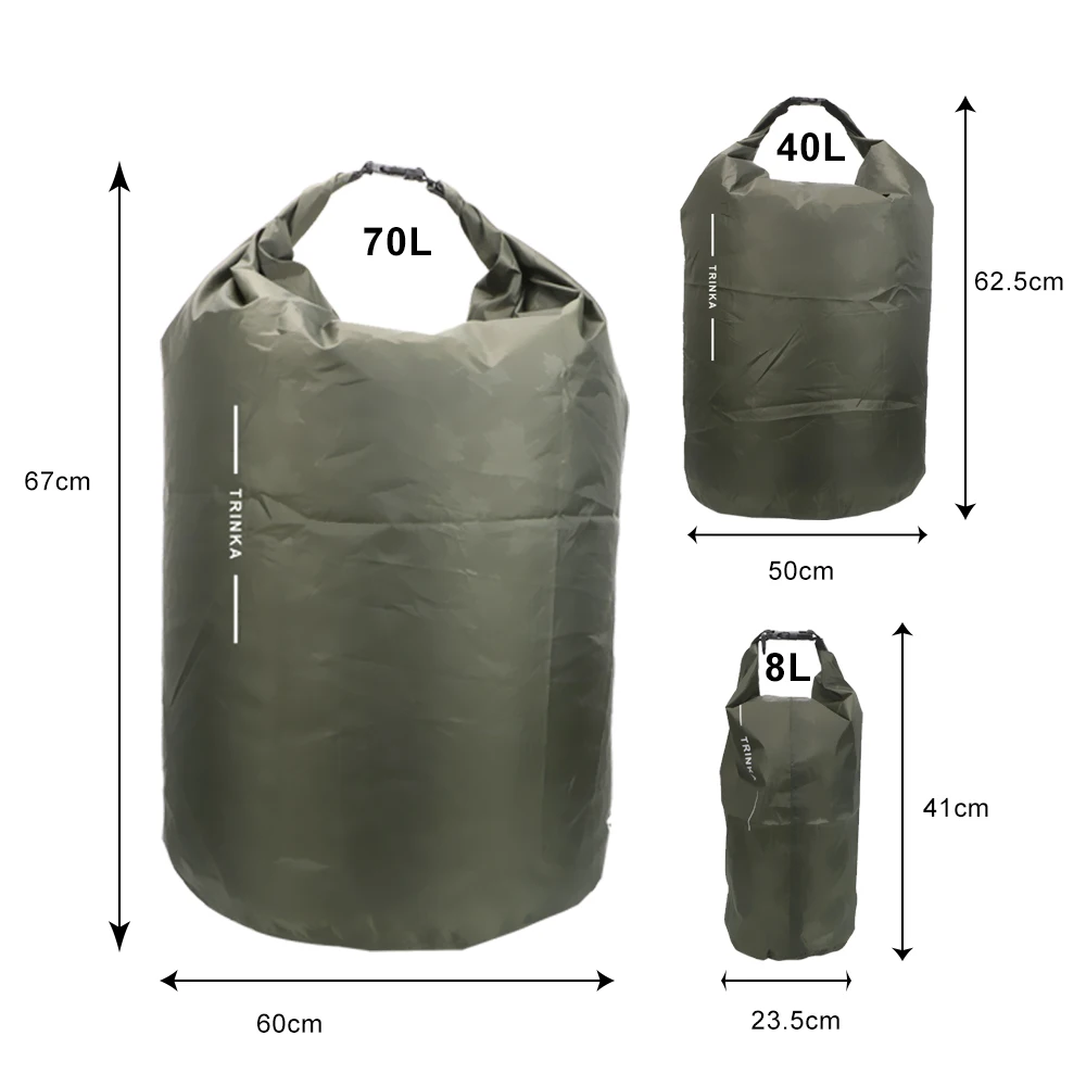 Сухой мешок 8L 40L 70L водостойкая сумка для хранения для лодок Каякинг каноэ плавающий Открытый путешествия переноски сумки