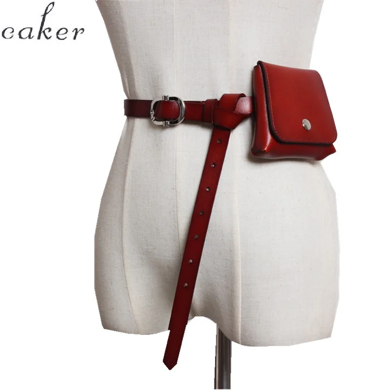 Caker бренд 2019 женские сумки из натуральной кожи с красной талией поясные сумки