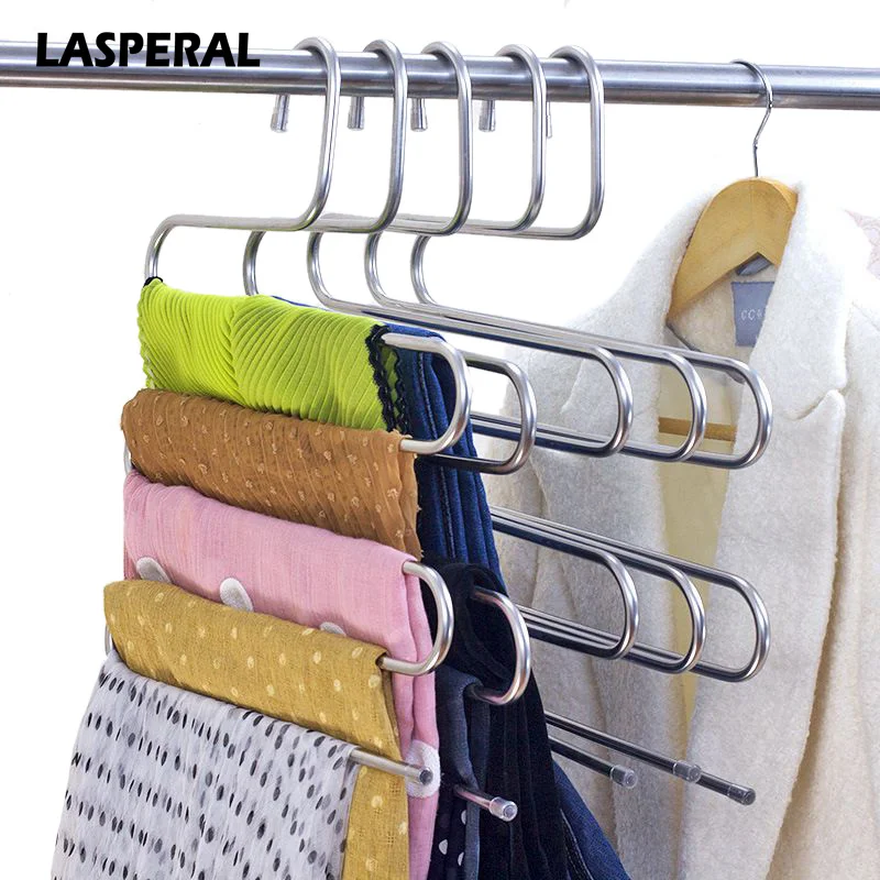 

5 Layers Hanging Clothing Hanger S-type Multi-function Pants Hanger Stainless Steel Hanging Rack Multilayer Closet Storage Rack