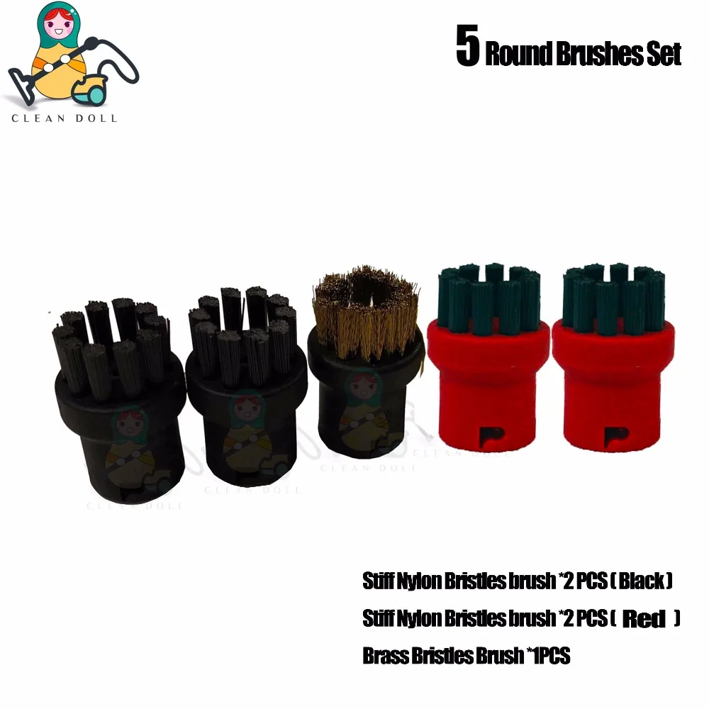 

Clean Doll 3x Nylon & 2x Brass Bristles brush Nozzle for Karcher SC Steam cleaner SC1 SC2 SC3 SC 3 SC4 SC5 SC6800 spare parts