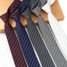 Бизнес Мода Досуг весь хлопок полосатый тонкий узкий галстук 6 см галстуки для мужчин гравата, тонкий Kravat Cravate Homme
