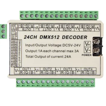 

DMX512 decoder led controller 24CH DC 5-24V 1pcs led light strip DMX-RELAY-24 channel relays use for led lamps rgb controller