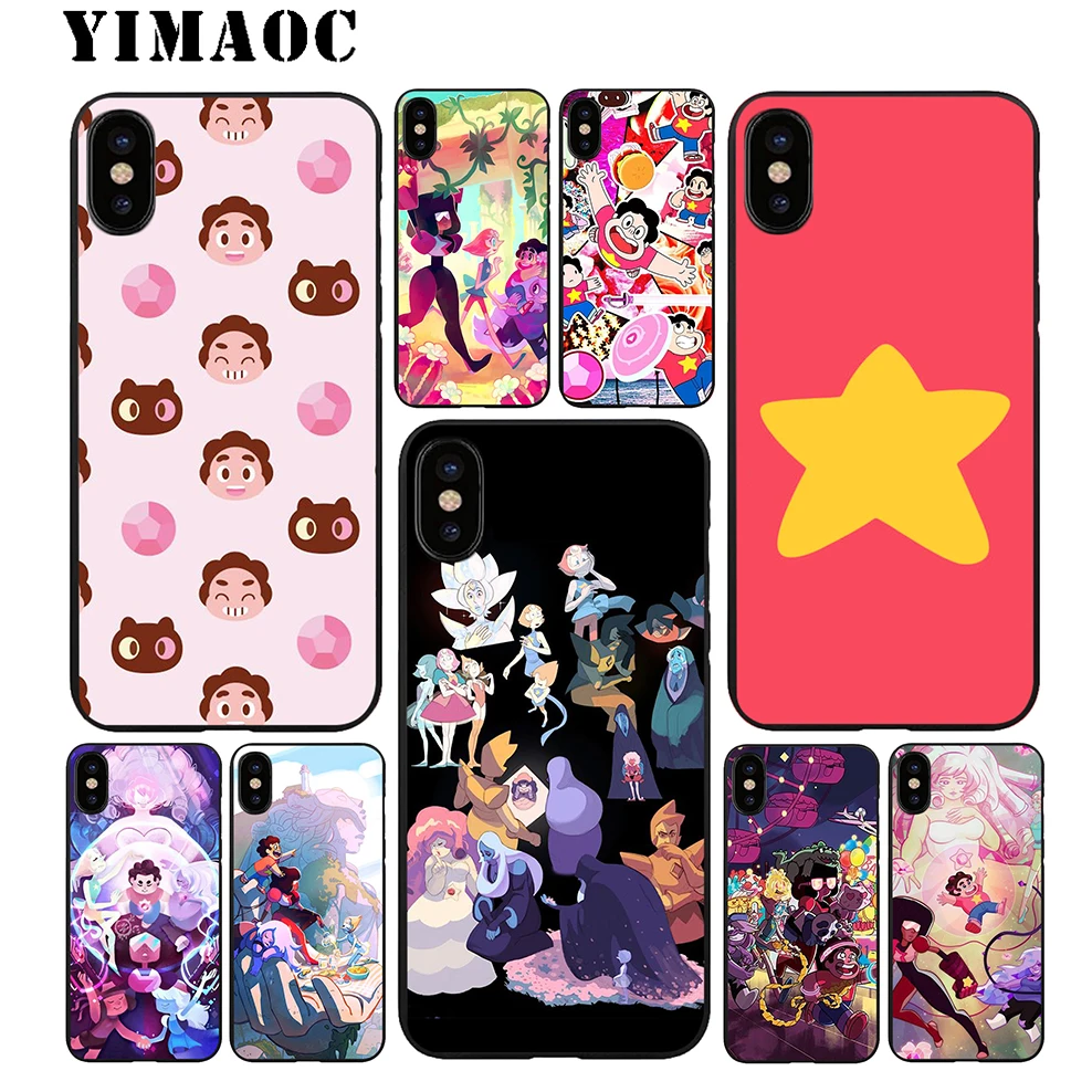 YIMAOC Steven Universe Cute Soft TPU Black Silicone Case for iPhone X or 10 8 7 6 6S Plus 5 5S SE Xr Xs Max |