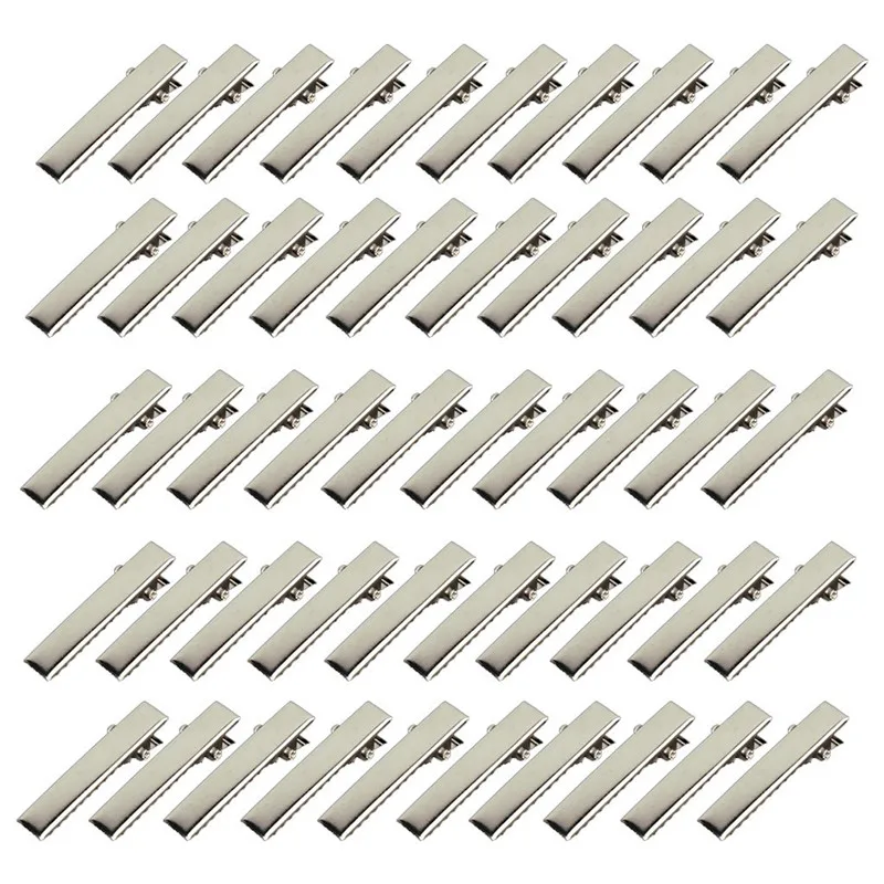 Metal Single Prong Clip Barrette 32mm/35mm/40mm/45mm 50 Pcs Alligator Hair Clips Silver Flat For Bows DIY Accessories Hairpins Metal Single Prong Clip Barrette 32mm/35mm/40mm/45mm 50 Pcs Alligator Hair Clips Silver Flat For Bows DIY Accessories Hairpins