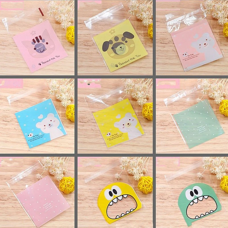 50Pcs/Pack 7x7cm Cute Cartoon Rabbit Bear Polka Dot Plastic Bag Cookie Candy Gift Packaging Bags Wedding Birthday Party Favors | Дом и сад
