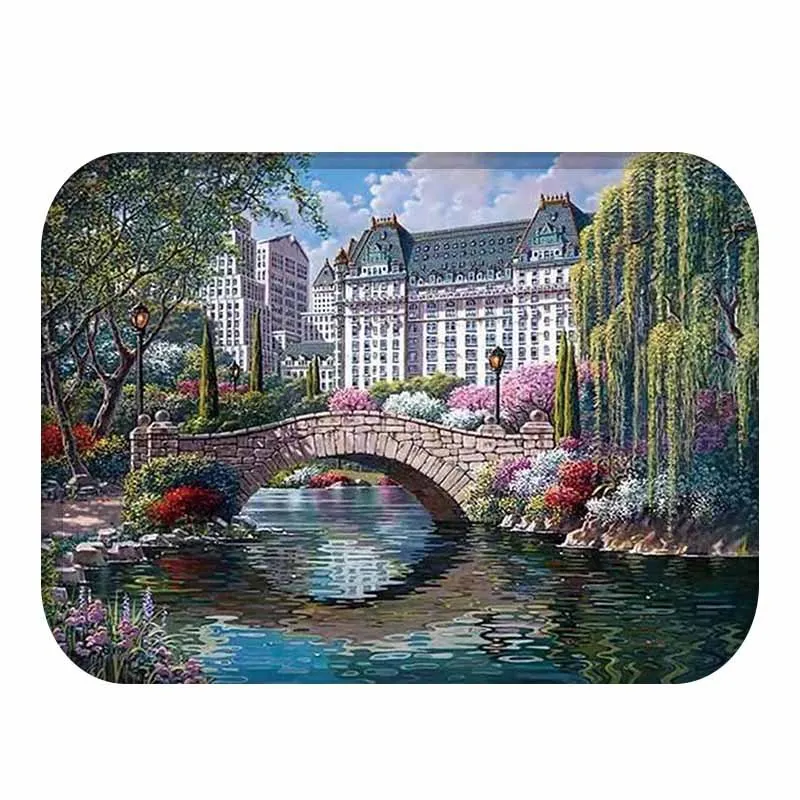 

Europen Style Scenic Buildings Printed Anti Slip Area Rug Kitchen Bathroom Anti Sand Beach Mat Alfombra Dormitorio Futbol