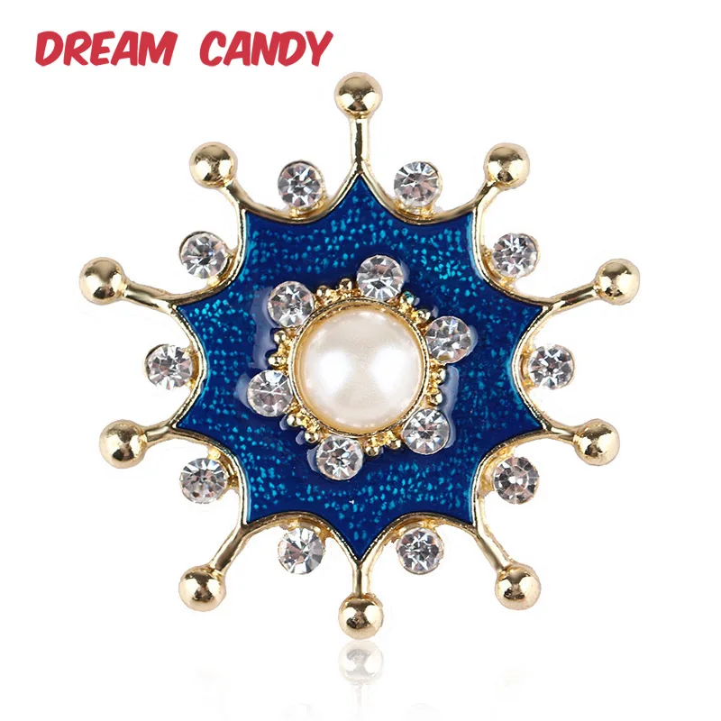 Dream Candy Vintage брошки Жемчужный Цветок для женщин Стразы Брошь эмалированный штифт