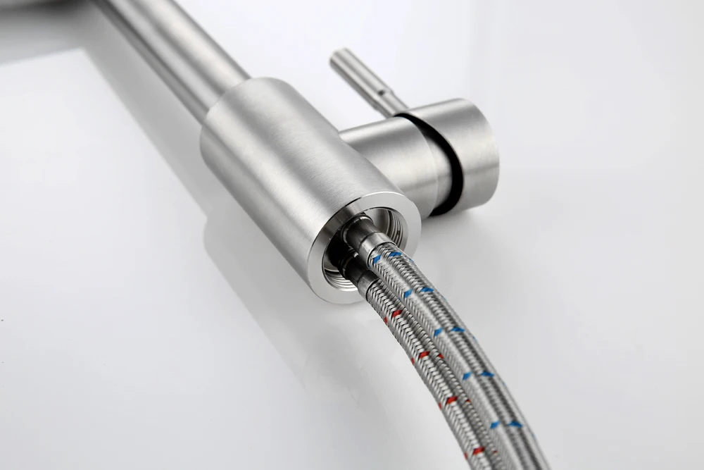 Folding Kitchen Faucet Stretchable Swing Arm Brushed  Single Hole Single Handle Deck Mounted Cold & Hot Kitchen Sink Faucet  (15)