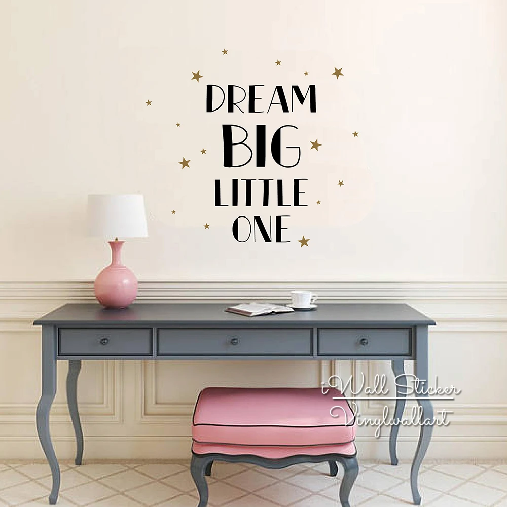 Dream Big Little одна цитата стены стикеры Детские Quote настенные звезды» Детская комната Настенный декор с винила q275