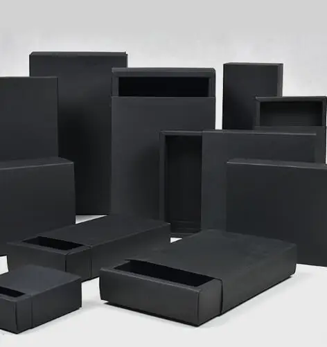 

Multi Size black Paper Large Gift Box Packaging Custom Black Kraft Paper Box Big Packing Box Cardboard Boxes(logo need 500pcs)
