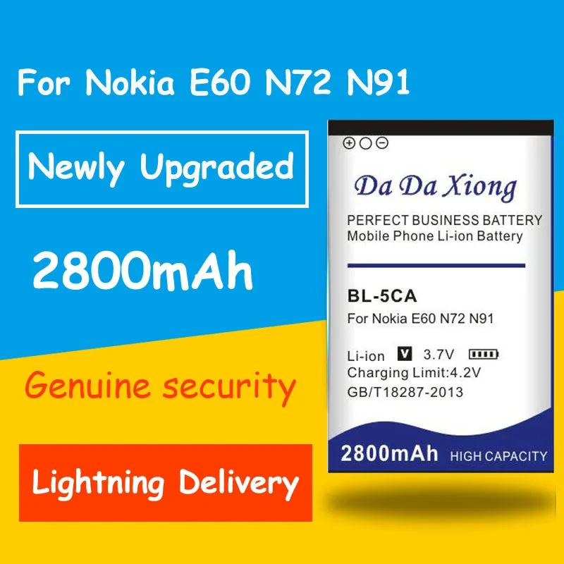 Горячая Распродажа 2800mAh BL 5CA BL5CA аккумулятор для Nokia E50 E60 N70 N71 N72 N91 C2 01 2020 2023 3660 6630