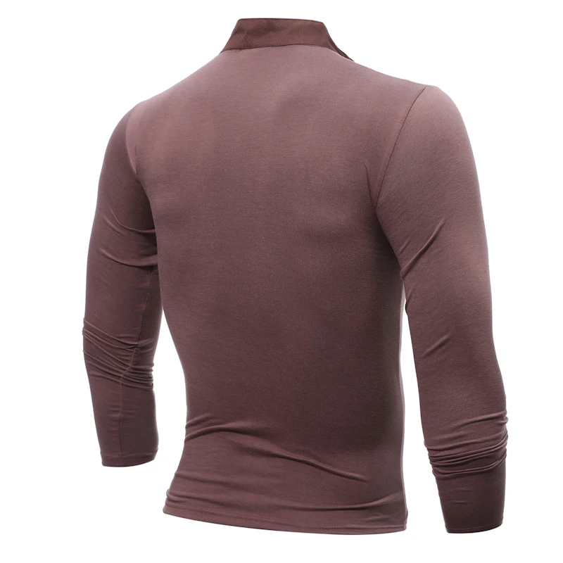 Men Clothing Henley T Shirt Long Sleeve 2018 Male Casual Compression Tight Clothes Breathable Stand Collar Top Tees with Button