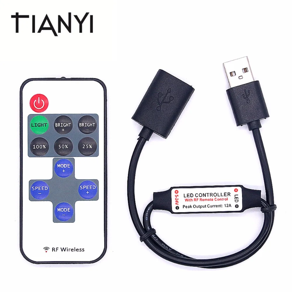 Mini USB 5V RF Wireless LED Controller Dimmer Remote Control For String and Single Color Strip 5050 2835 5630 | Освещение