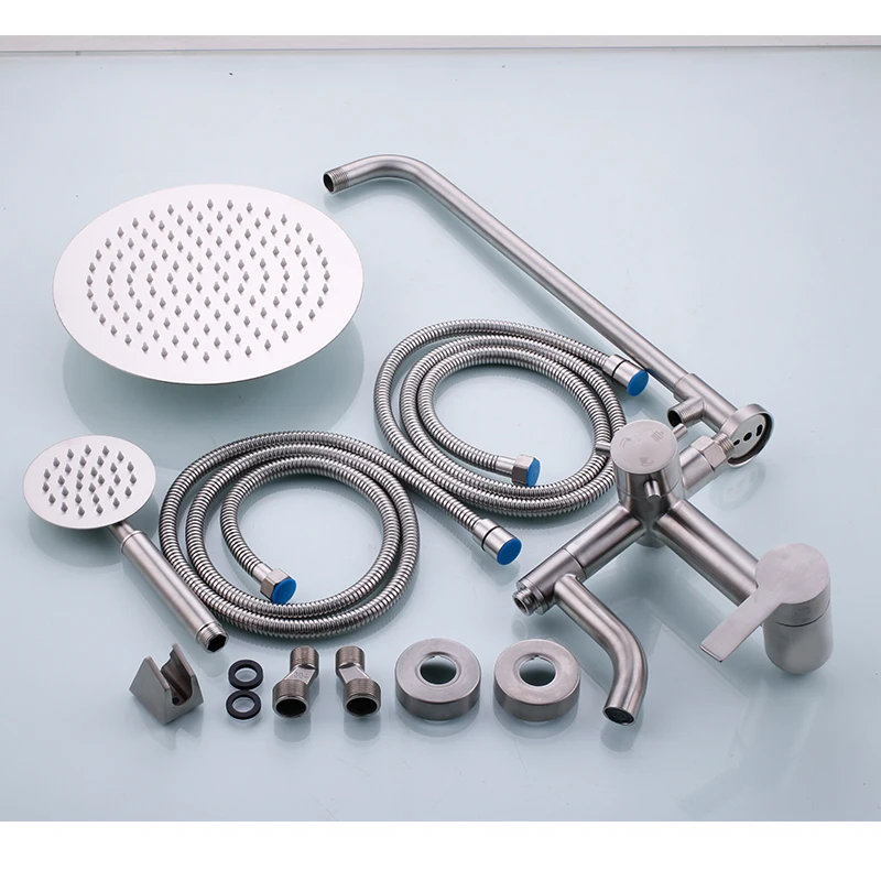 10 inch regendouche kraan set aansluiten flexibele slang 304 roestvrij