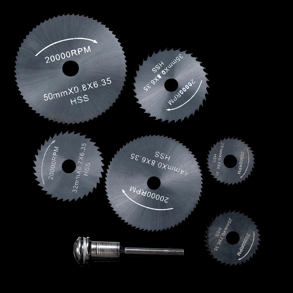 

6pcs HSS Circular Saw Blades High Speed Steel Circular Rotary Blade Wheel Discs Tools Set for Cutting Wood Timber and Plastic