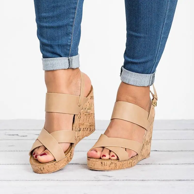 

WENYUJH Summer Women Sandals Wedges Peep Toe Shoes High Heels Height Increasing Beach Ladies Pumps Casual Platform Footwear