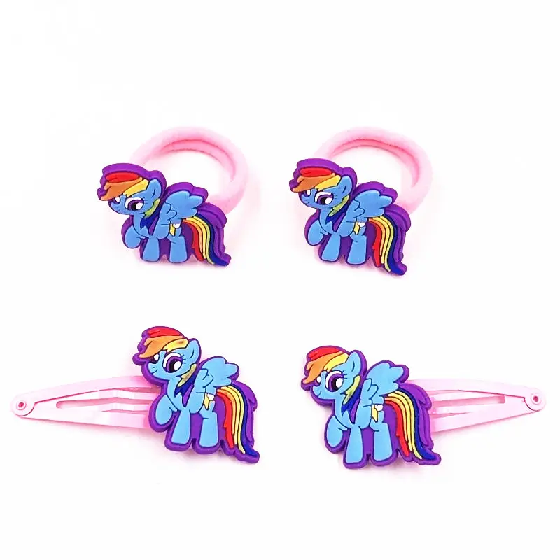 4 шт. заколки для волос My Little Baoli Poni Horse Rainbow Tail аксессуары девочек эластичные