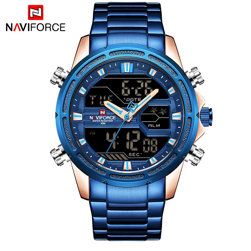 

Naviforce Fashion Business Watch Men Digital Stainless Steel Men's Watch Waterproof Date Mens Watches Top Brand Luxury 2019 Blue