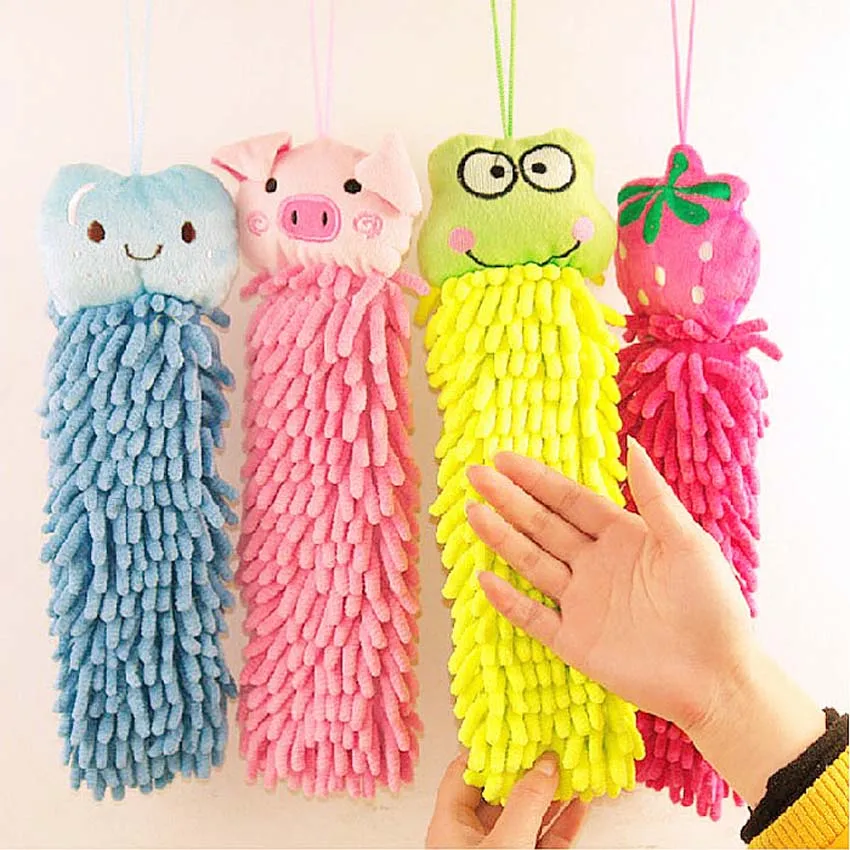 New Cute Baby Hanging Microfiber Soft Hand Towels Kids Enjoy Clean and Dry Hands For Kitchen Bathroom Cartoon Cloths