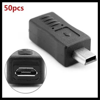

50pcs/lot Black Micro USB Female to Mini USB Male M/F Adapter Charger Converter Adaptor