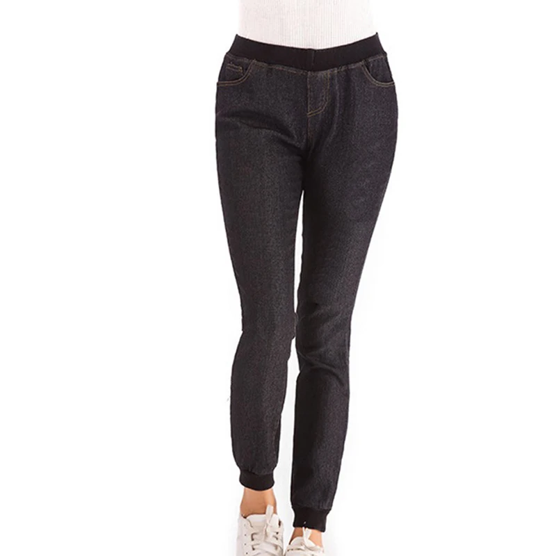 Эластичный пояс джинсовые узкие брюки плюс Размеры женские джинсы Высокая Талия Брюки с карманами женские брюки женские Повседневное