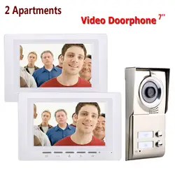 7 дюймов 2 квартиры видео дверь домофон Системы IR-CUT HD 1000TVL Камера дверной звонок Камера с 2 кнопки 2 монитора водонепроницаемый